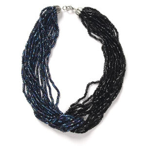 Midnight Bohemian Beaded Glass Necklace